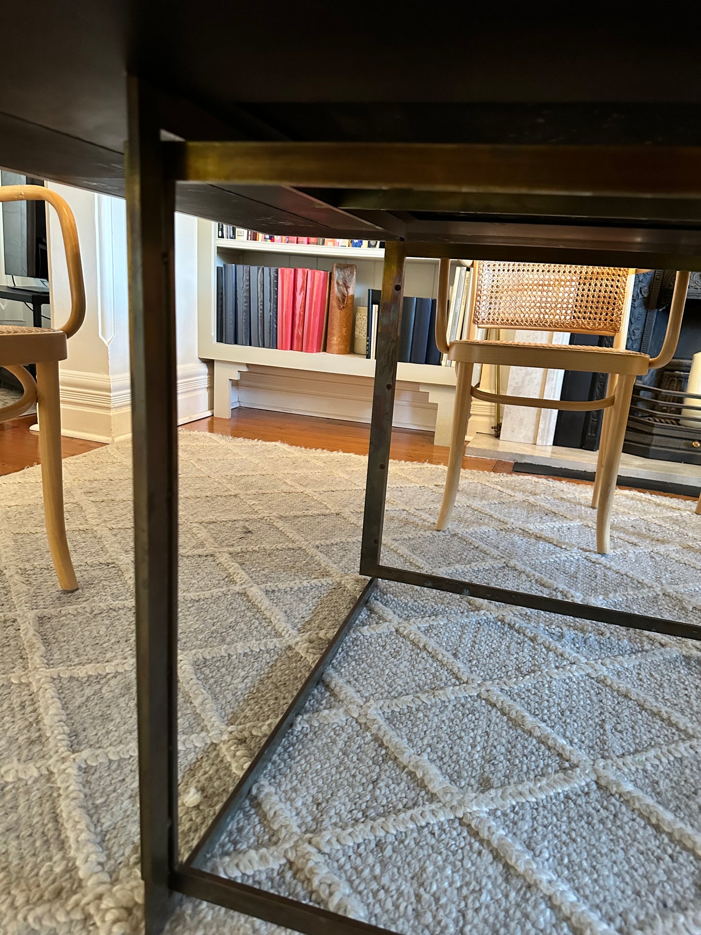 Custom Large Marble and Brass Dining Table