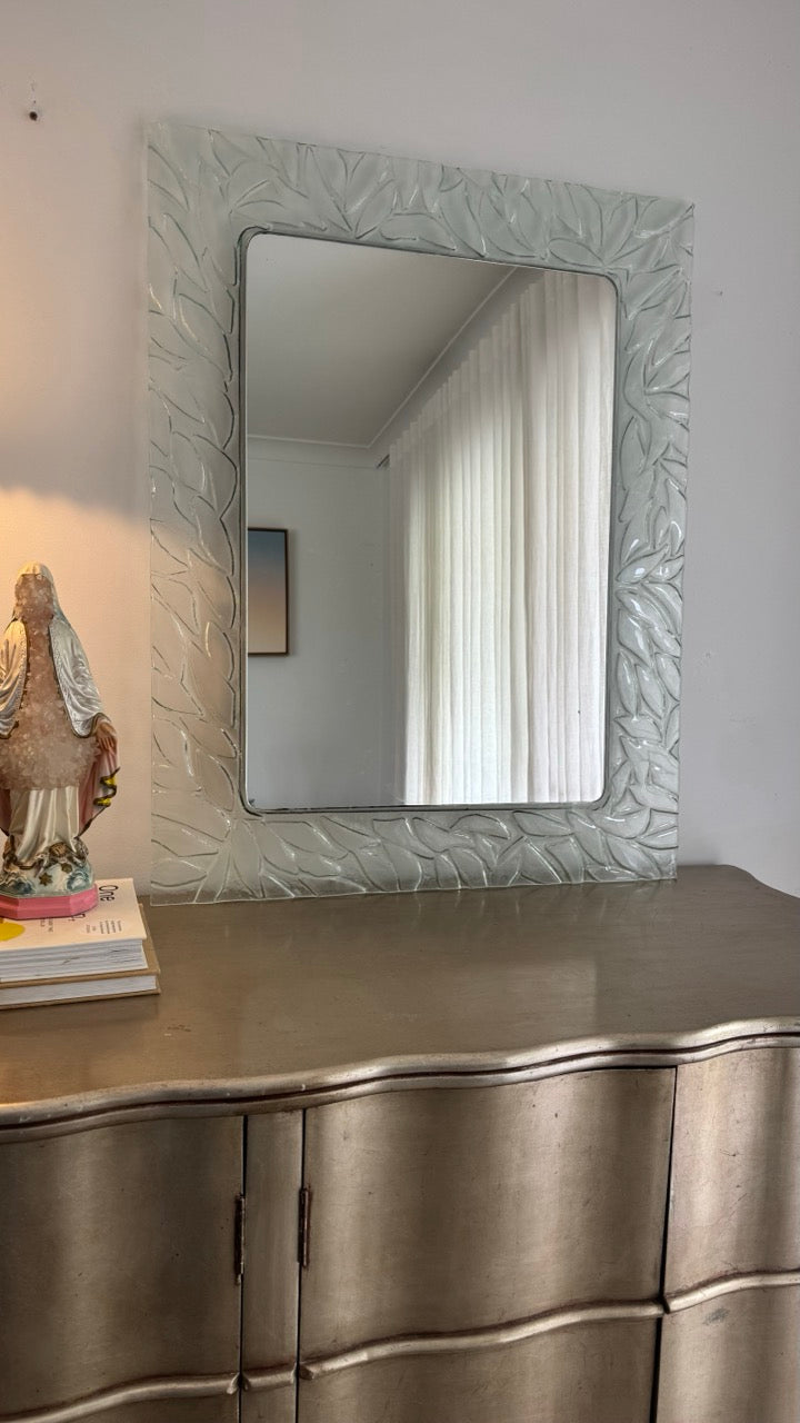 Vintage Pressed Glass Leaf Mirror