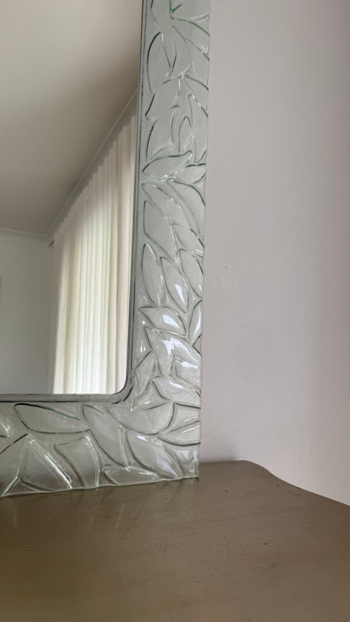 Vintage Pressed Glass Leaf Mirror