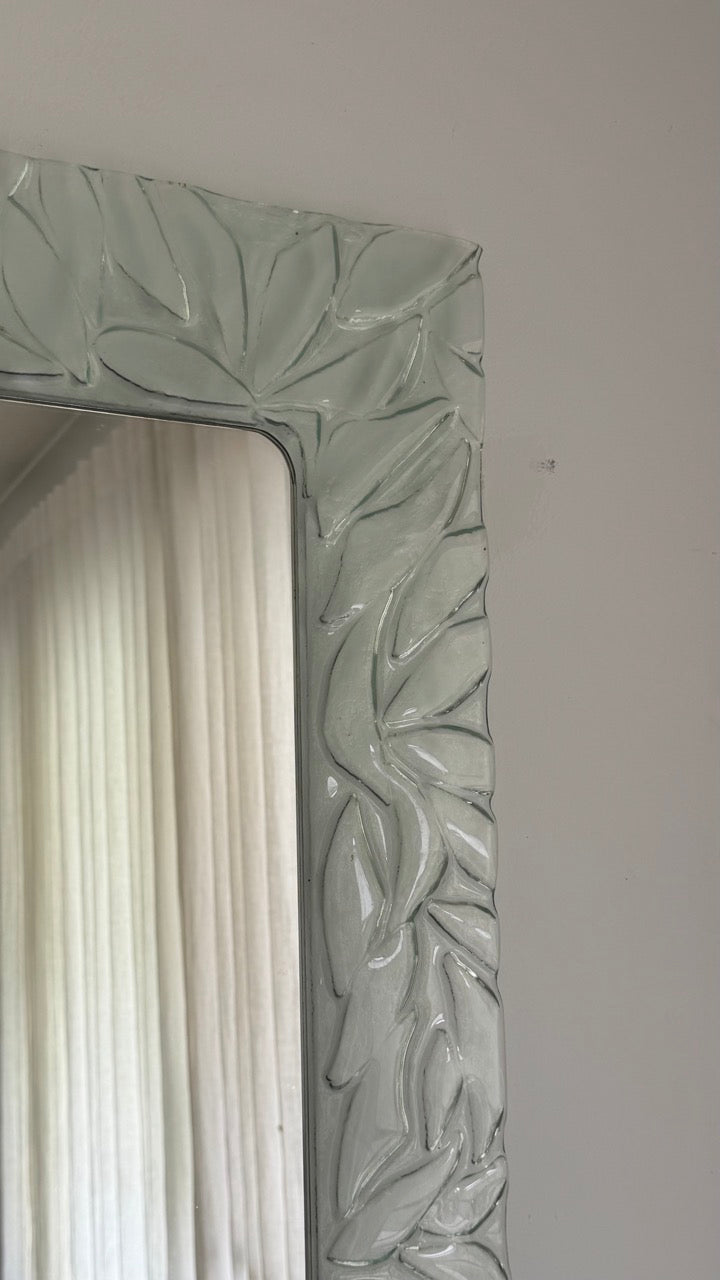 Vintage Pressed Glass Leaf Mirror
