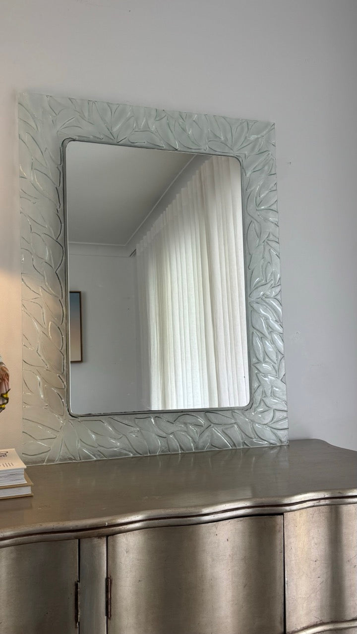 Vintage Pressed Glass Leaf Mirror
