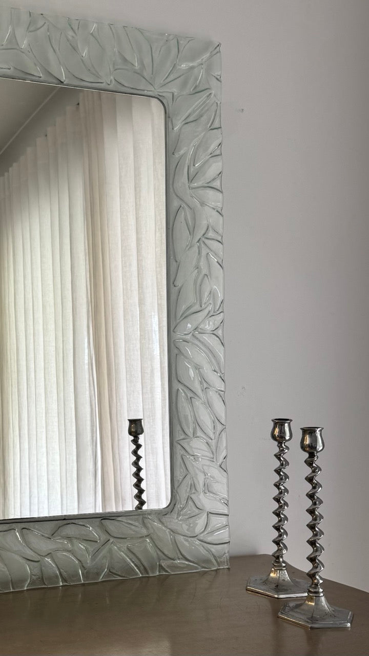 Vintage Pressed Glass Leaf Mirror