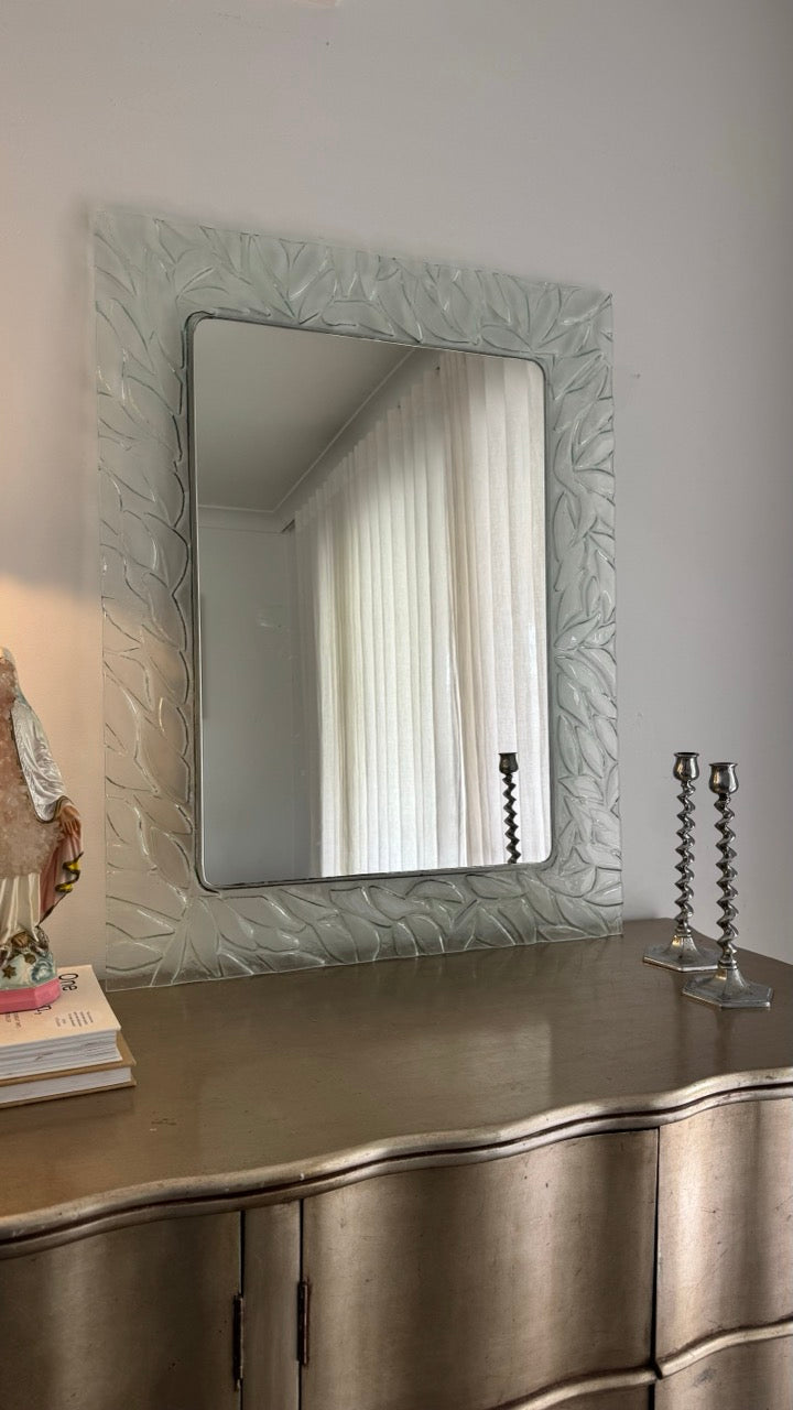 Vintage Pressed Glass Leaf Mirror