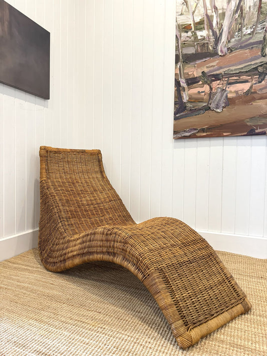 ON HOLD- Ikea Karlskrona Wicker Chaise Lounge by Carl Öjerstam, 1990s