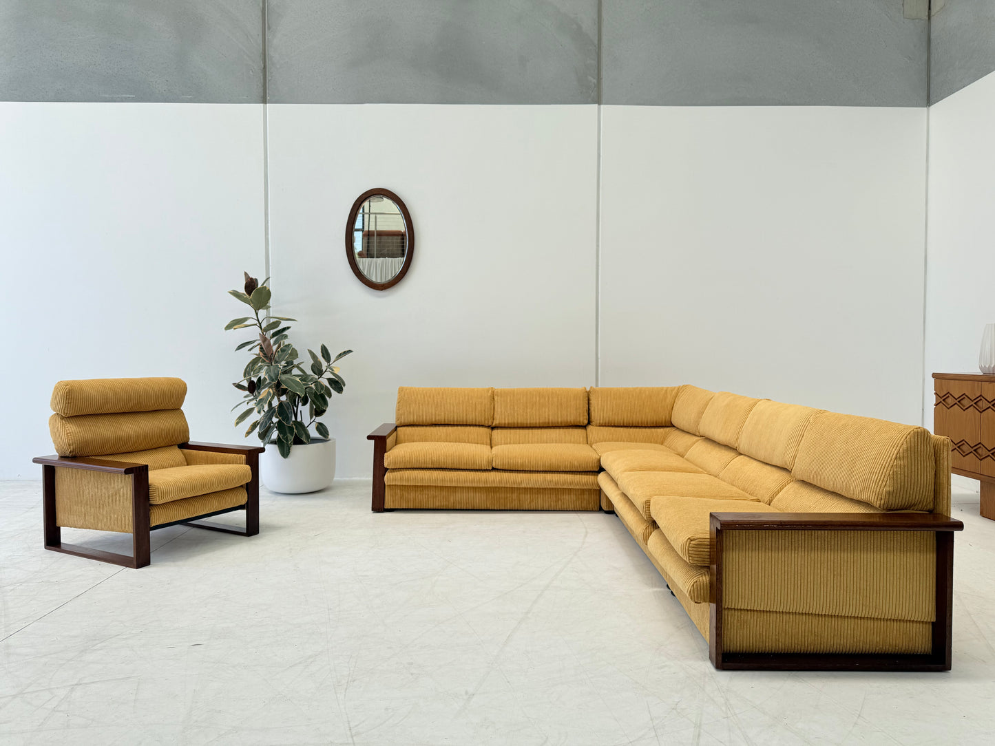 Large Modular Corduroy Sofa