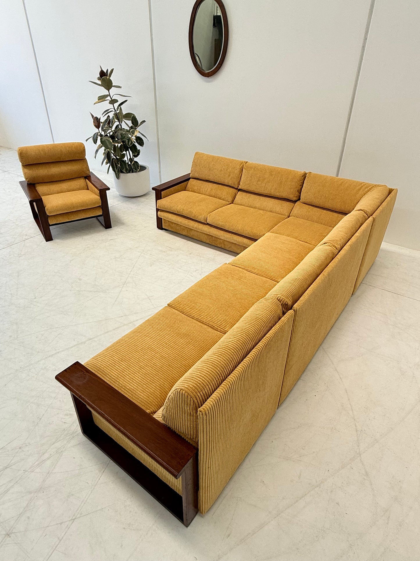 Large Modular Corduroy Sofa
