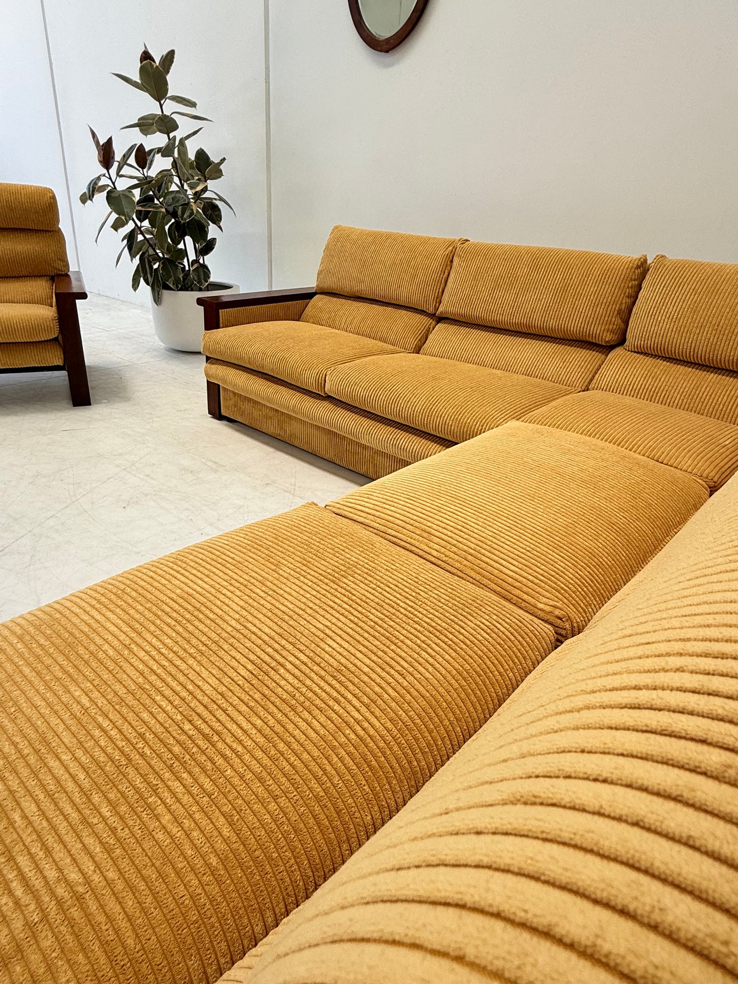 Large Modular Corduroy Sofa
