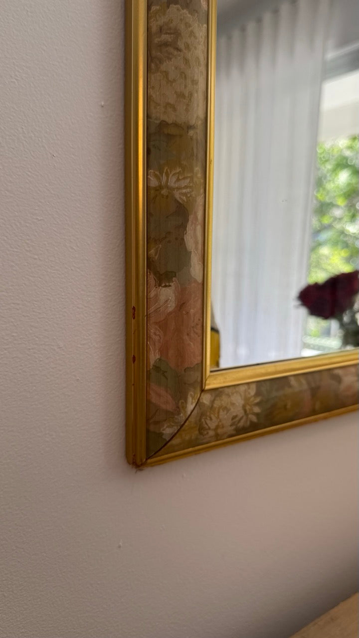 Vintage 1980s Large Floral Framed Mirror