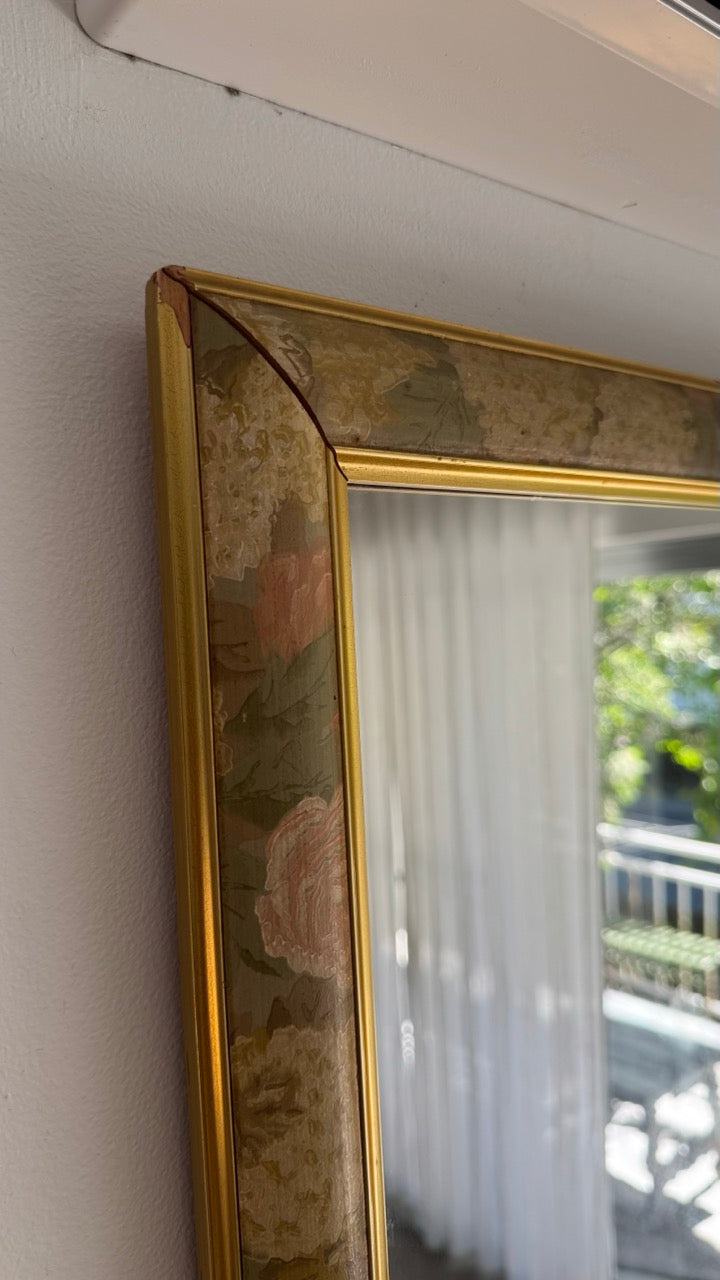Vintage 1980s Large Floral Framed Mirror
