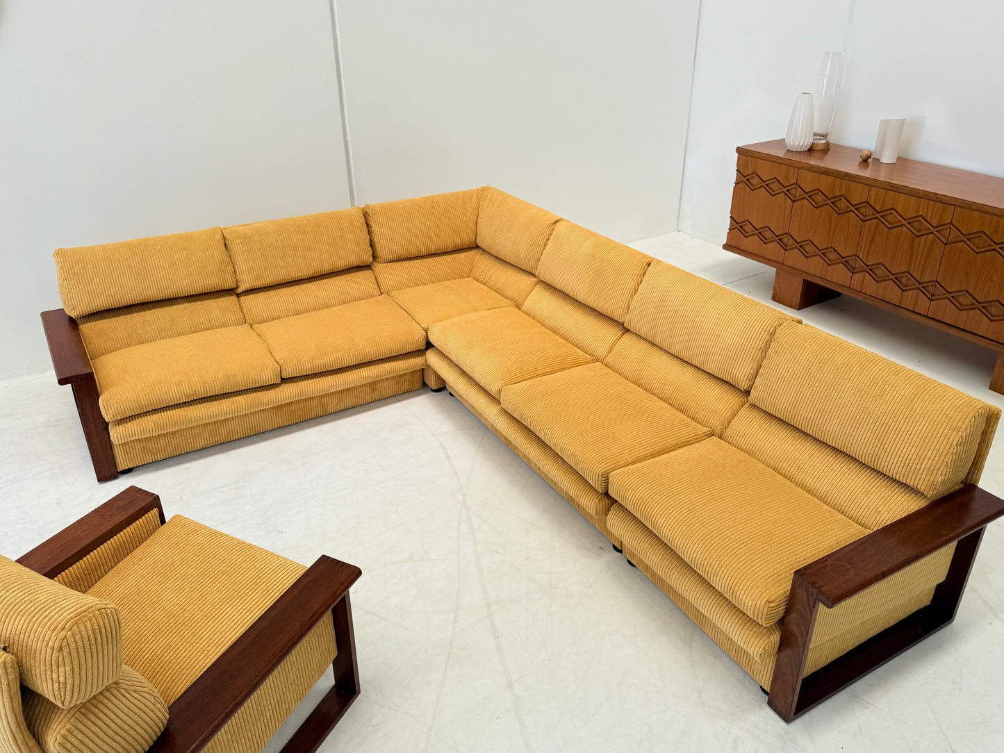 Large Modular Corduroy Sofa
