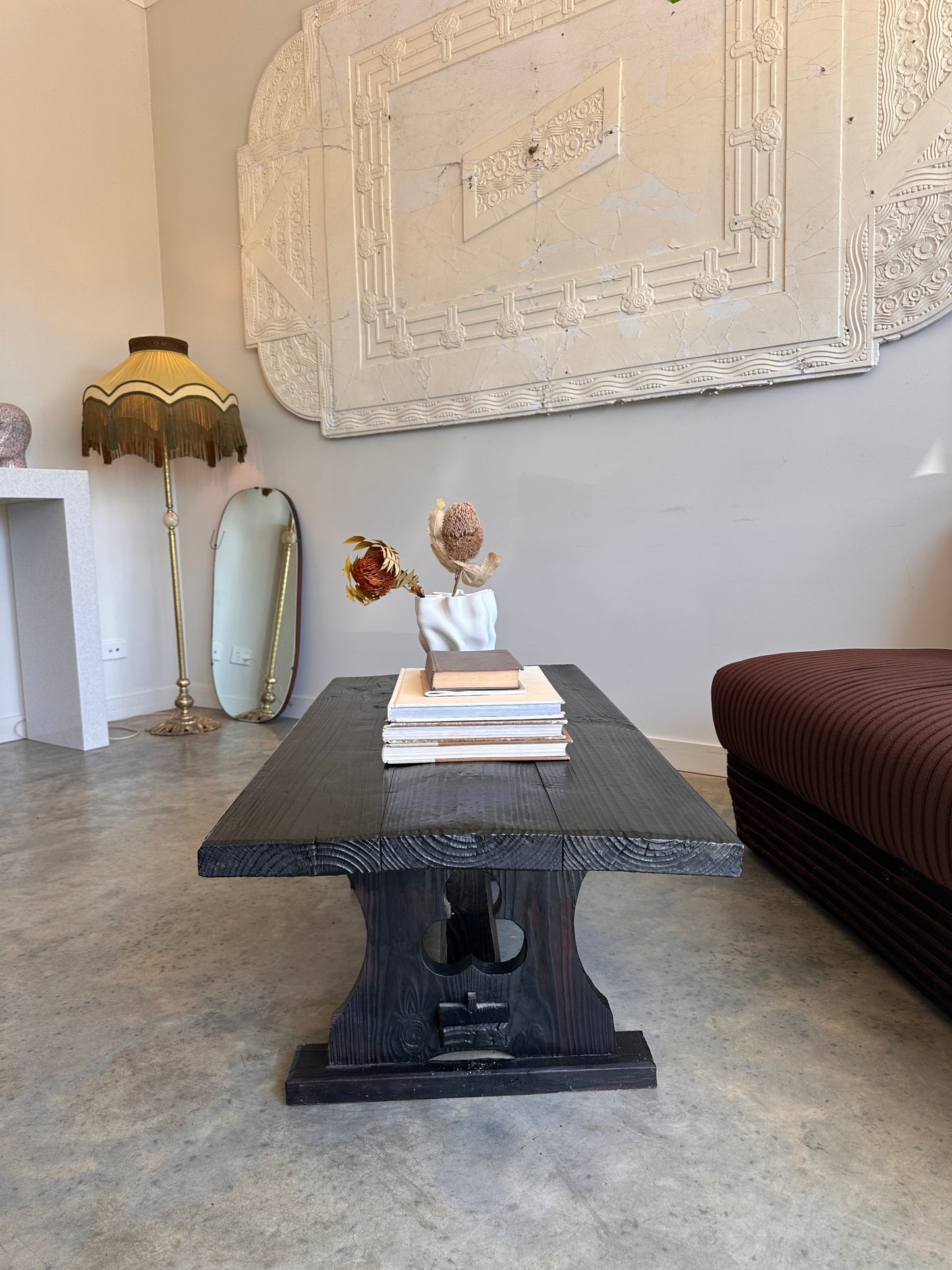Vintage Blackened Oregon Coffee Table - Spanish Revival