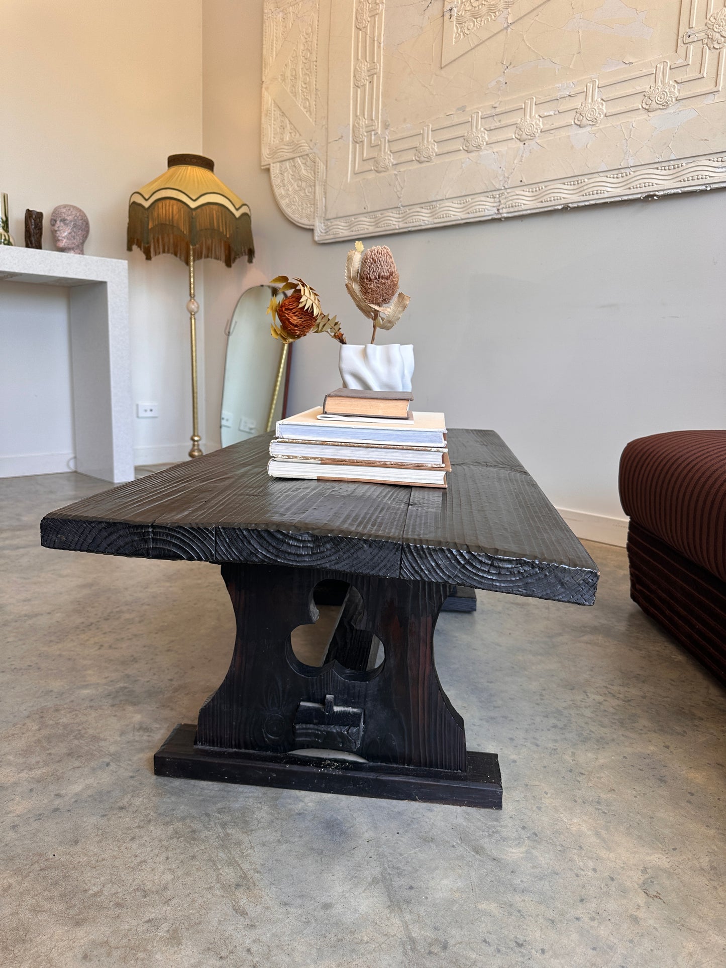 Vintage Blackened Oregon Coffee Table - Spanish Revival