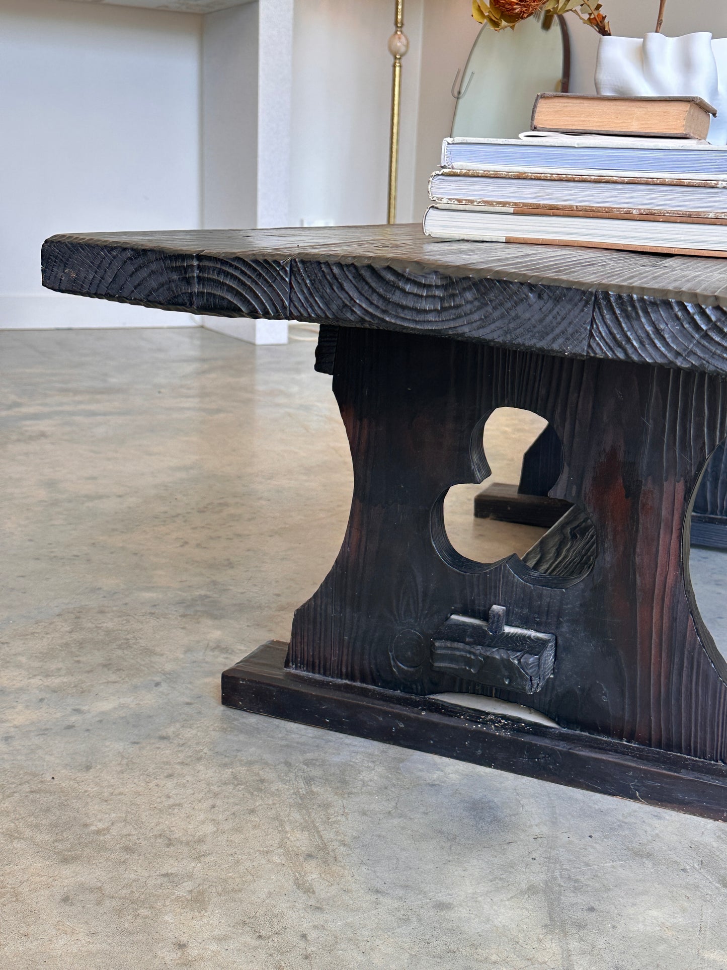 Vintage Blackened Oregon Coffee Table - Spanish Revival