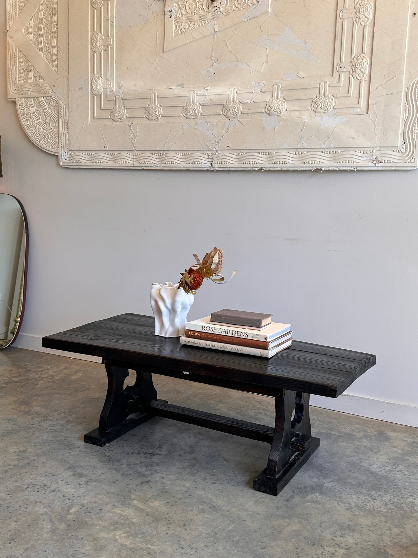 Vintage Blackened Oregon Coffee Table - Spanish Revival