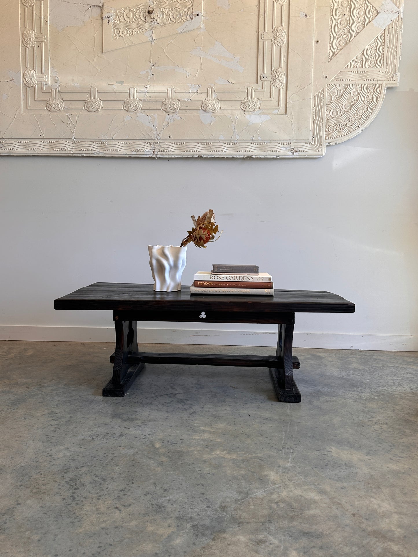 Vintage Blackened Oregon Coffee Table - Spanish Revival