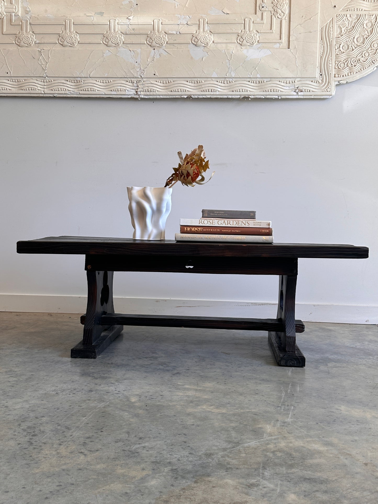 Vintage Blackened Oregon Coffee Table - Spanish Revival
