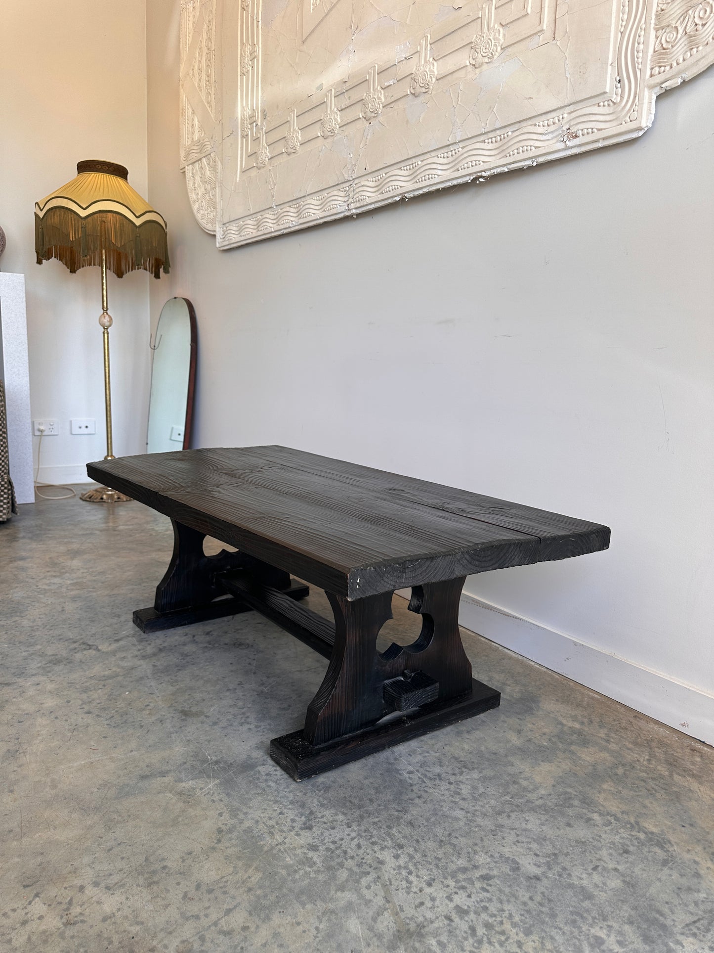 Vintage Blackened Oregon Coffee Table - Spanish Revival