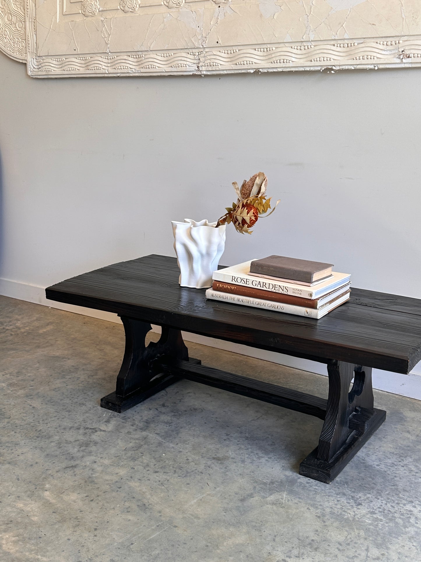 Vintage Blackened Oregon Coffee Table - Spanish Revival