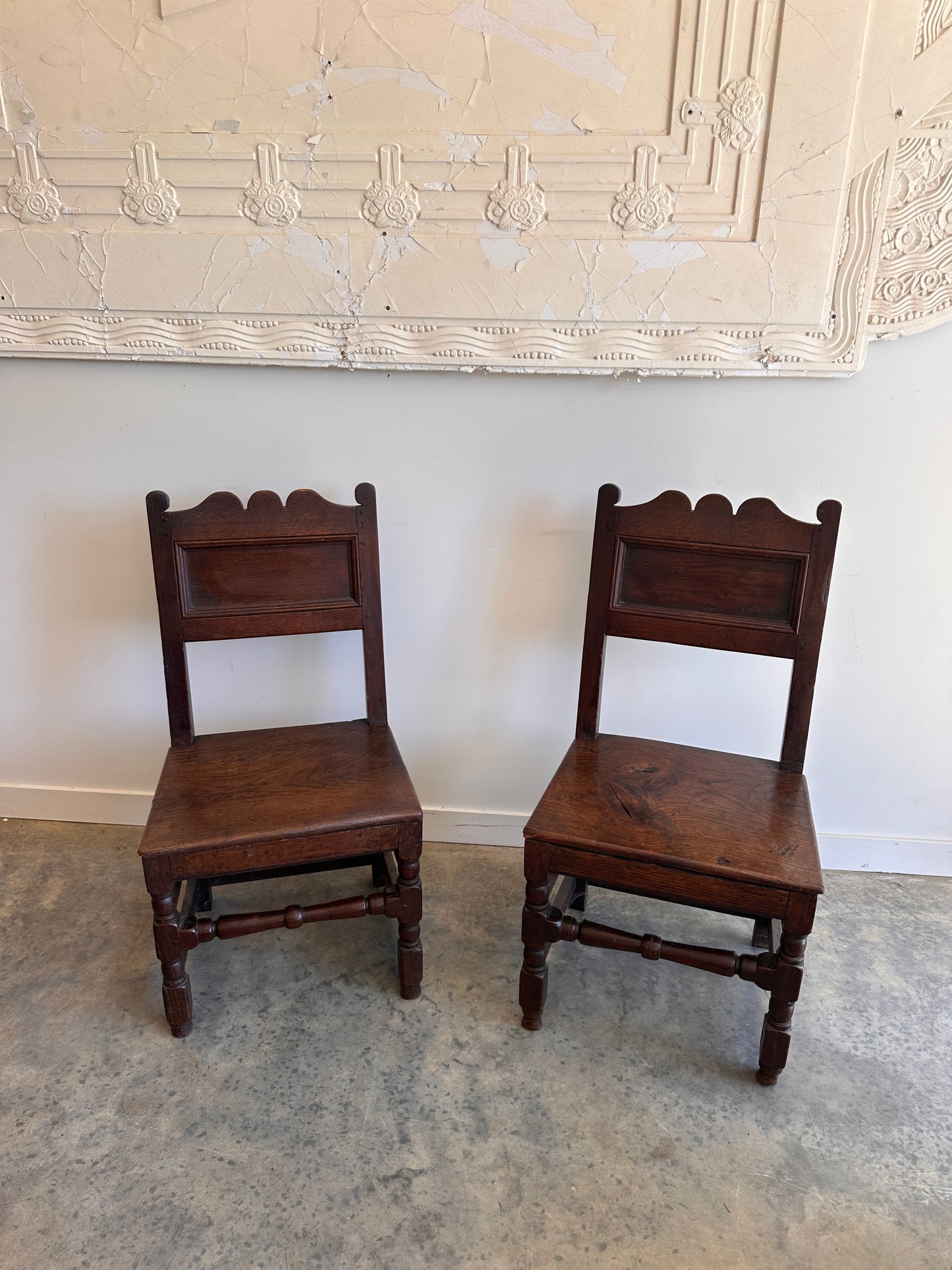 1600's Lancashire Blackened Oak Side Chairs