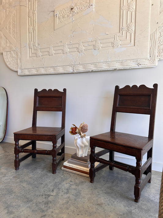 1600's Lancashire Blackened Oak Side Chairs