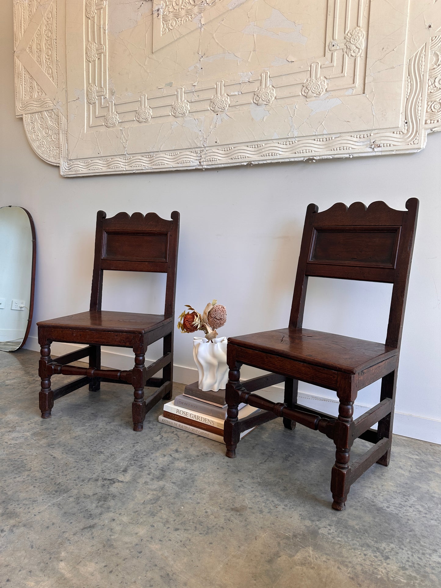 1600's Lancashire Blackened Oak Side Chairs