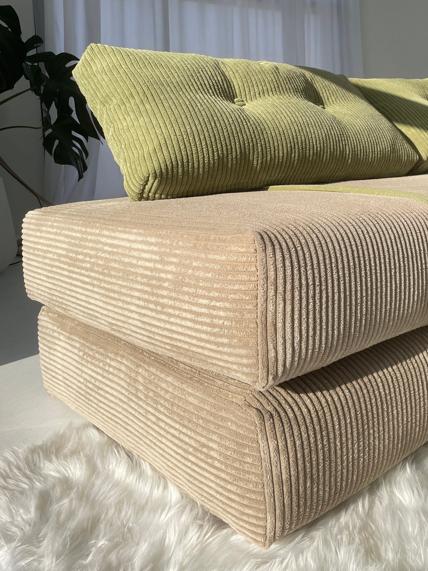 - Two Tone Corduroy Sofa/Mattress
