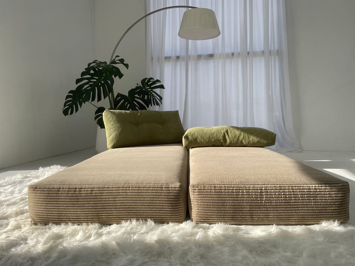 - Two Tone Corduroy Sofa/Mattress
