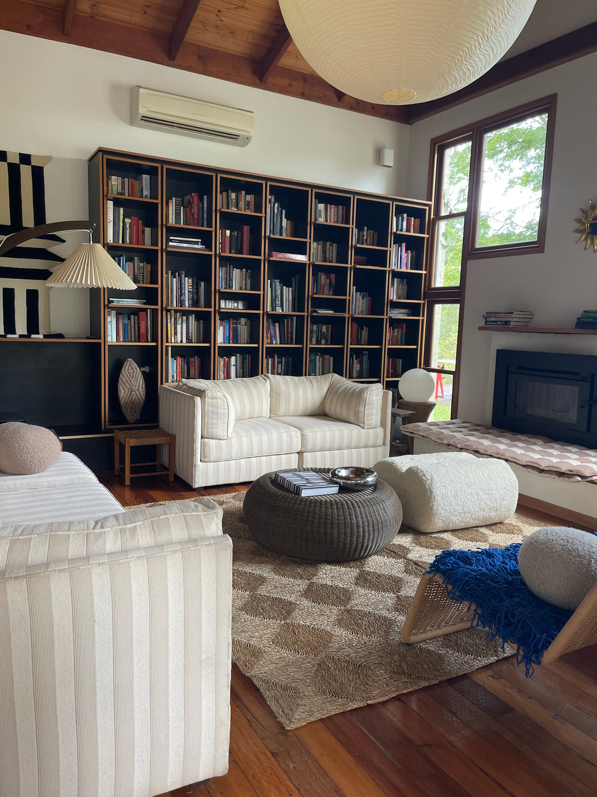Cream Striped Modular Sofa