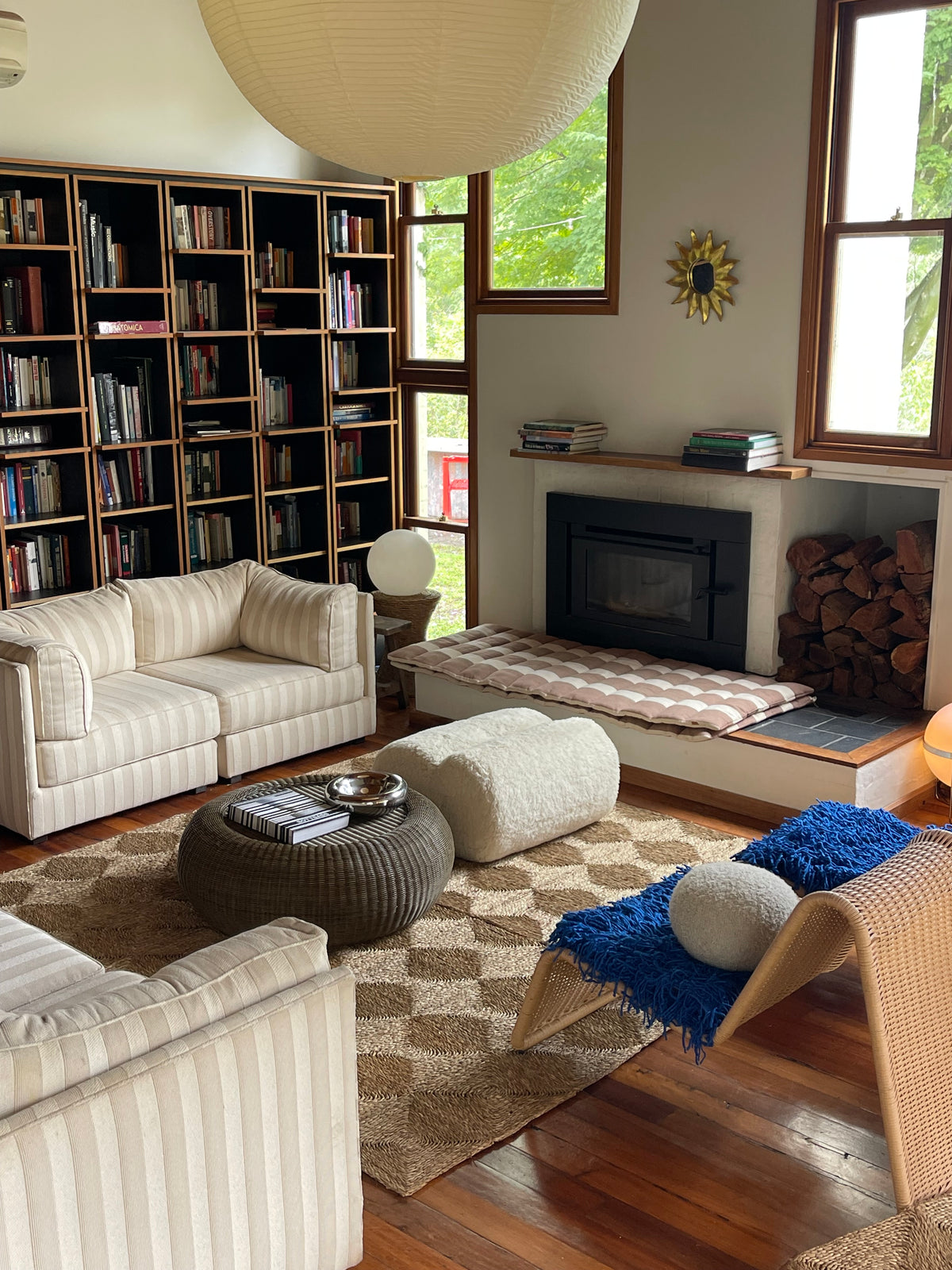 Cream Striped Modular Sofa