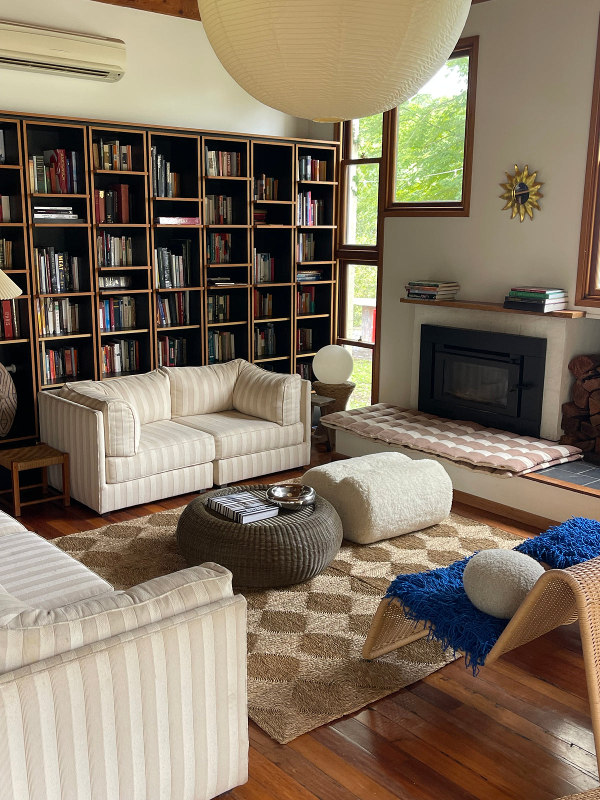 Cream Striped Modular Sofa