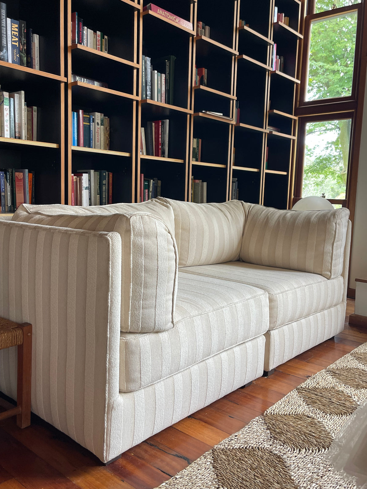Cream Striped Modular Sofa