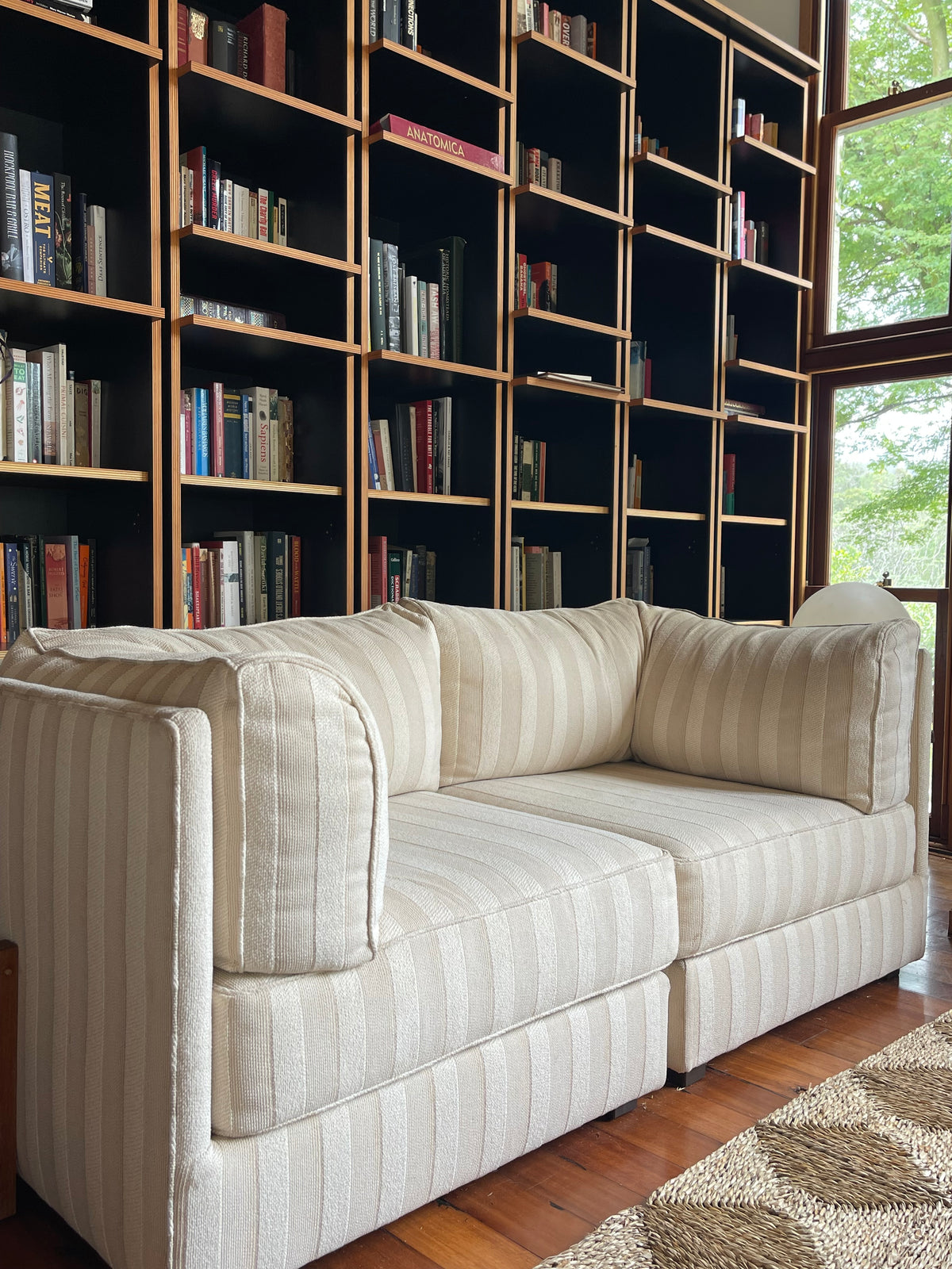 Cream Striped Modular Sofa
