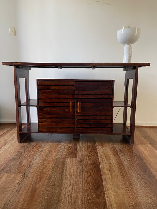Solid Sheesham Rosewood Console Table | Sideboard Buffet Cabinet | Mid Century Style