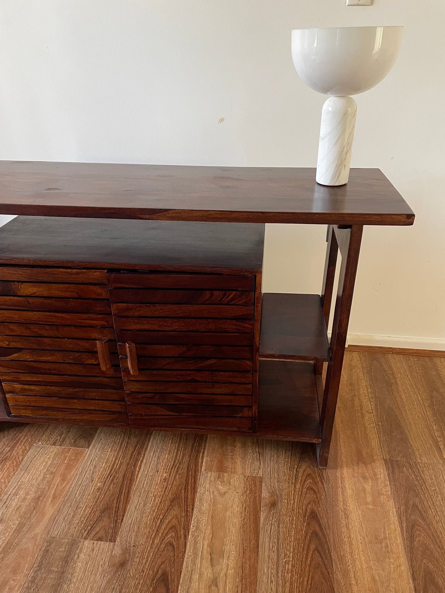 Solid Sheesham Rosewood Console Table | Sideboard Buffet Cabinet | Mid Century Style