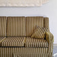Vintage Green Velvet Stripe Sofa + Armchairs - Box Pleat Skirt