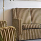 Vintage Green Velvet Stripe Sofa + Armchairs - Box Pleat Skirt