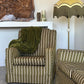 Vintage Green Velvet Stripe Sofa + Armchairs - Box Pleat Skirt