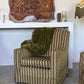 Vintage Green Velvet Stripe Sofa + Armchairs - Box Pleat Skirt