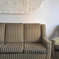 Vintage Green Velvet Stripe Sofa + Armchairs - Box Pleat Skirt