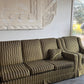 Vintage Green Velvet Stripe Sofa + Armchairs - Box Pleat Skirt