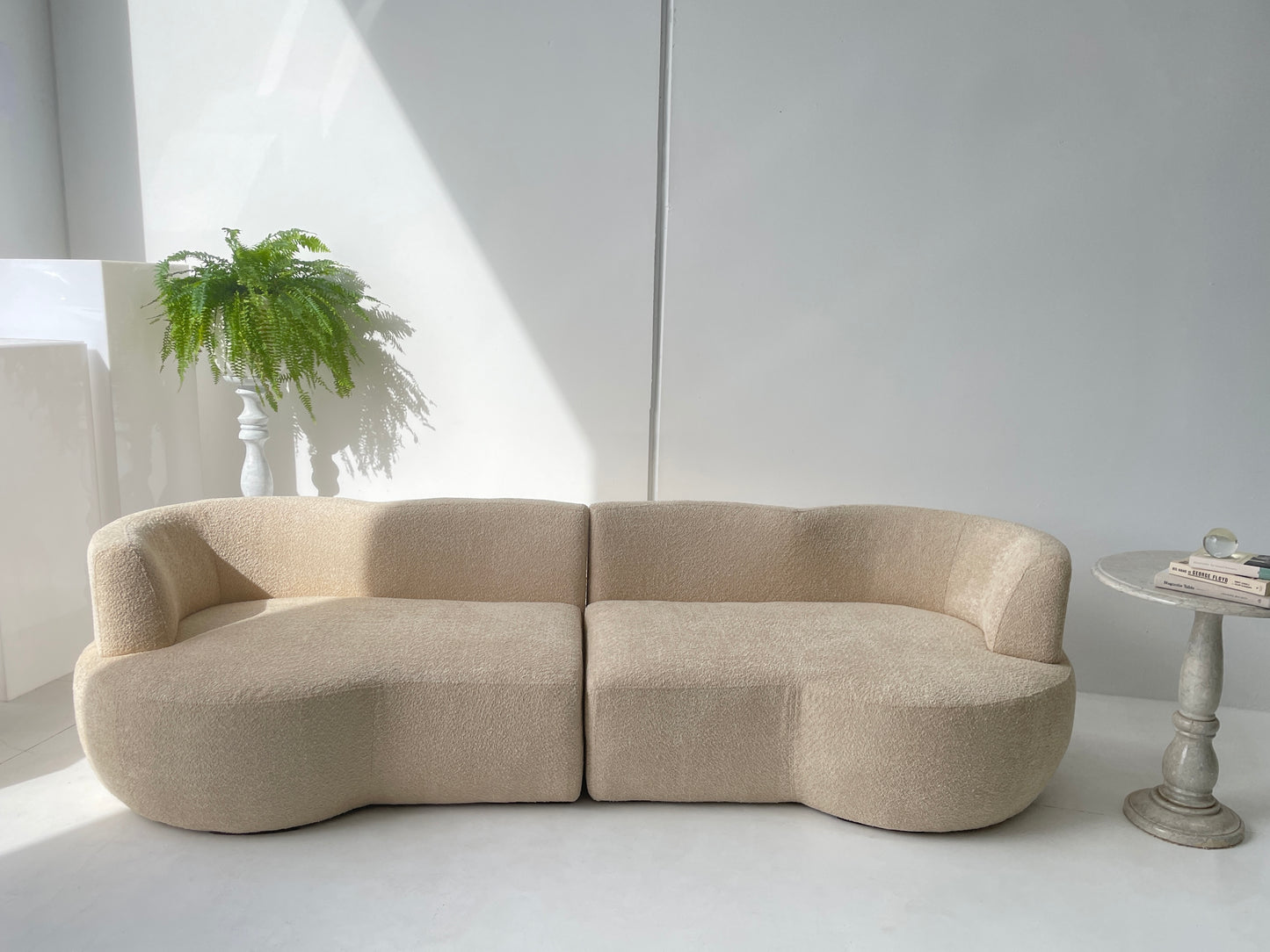 - Custom Sofa in Cream Bouclé