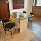 Travertine Glass Table & Set of Four Menu Chairs