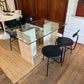 Travertine Glass Table & Set of Four Menu Chairs
