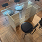 Travertine Glass Table & Set of Four Menu Chairs