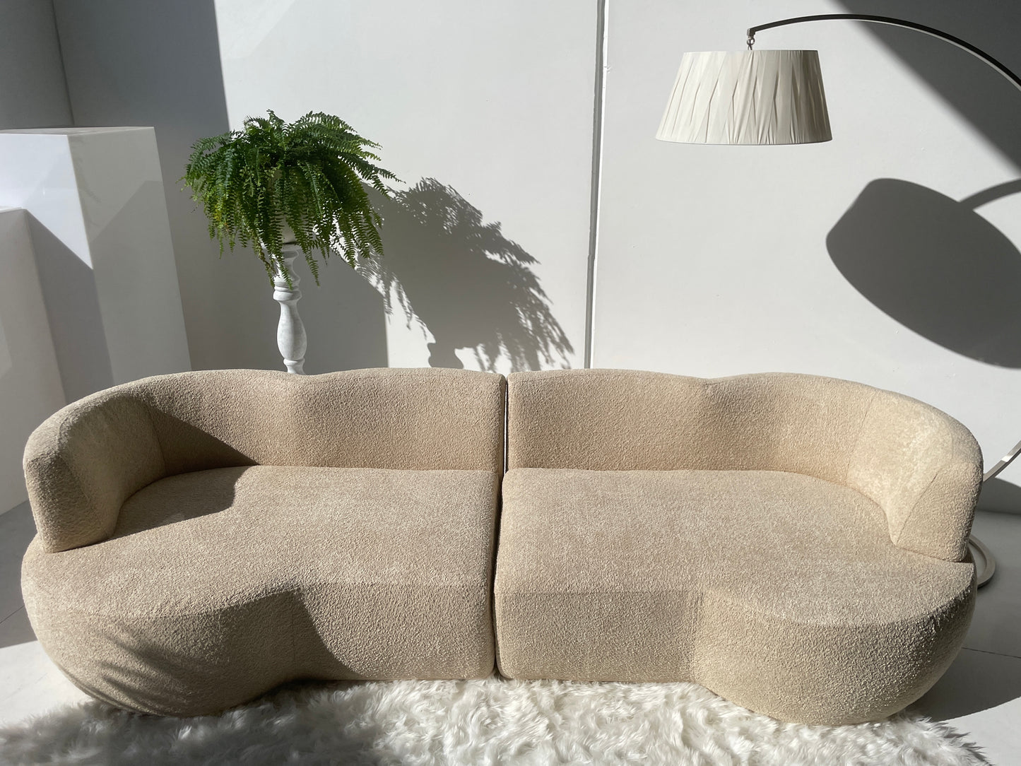 - Custom Sofa in Cream Bouclé