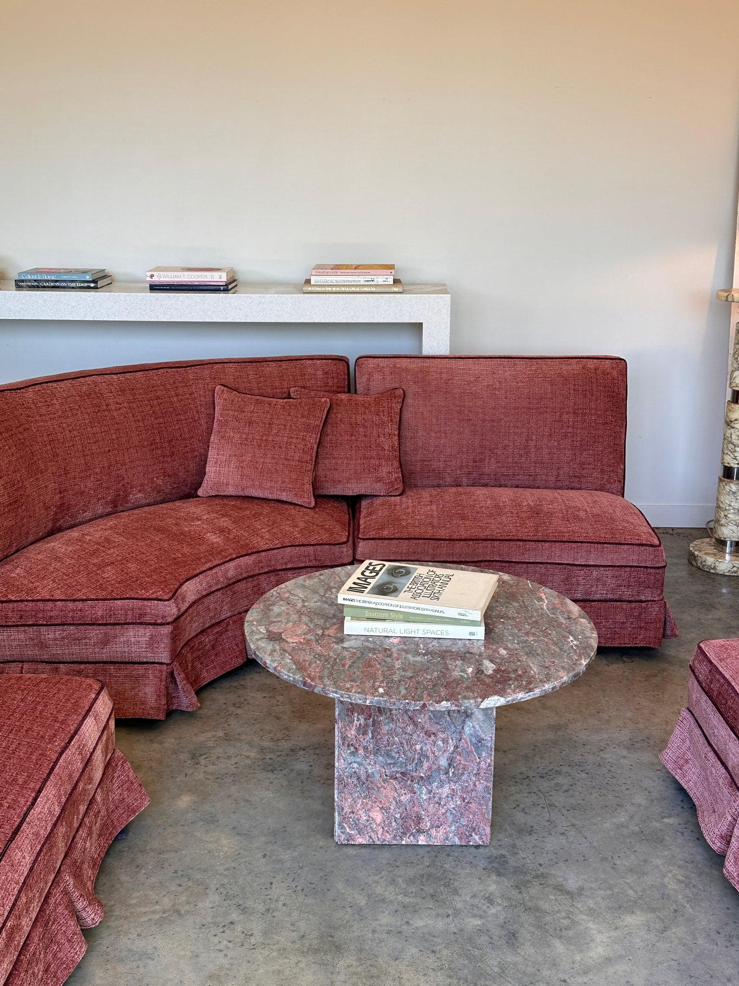 Incredible Curved Vintage Sofa - Dusty Pink Velvet,  Fully Restored, 60's