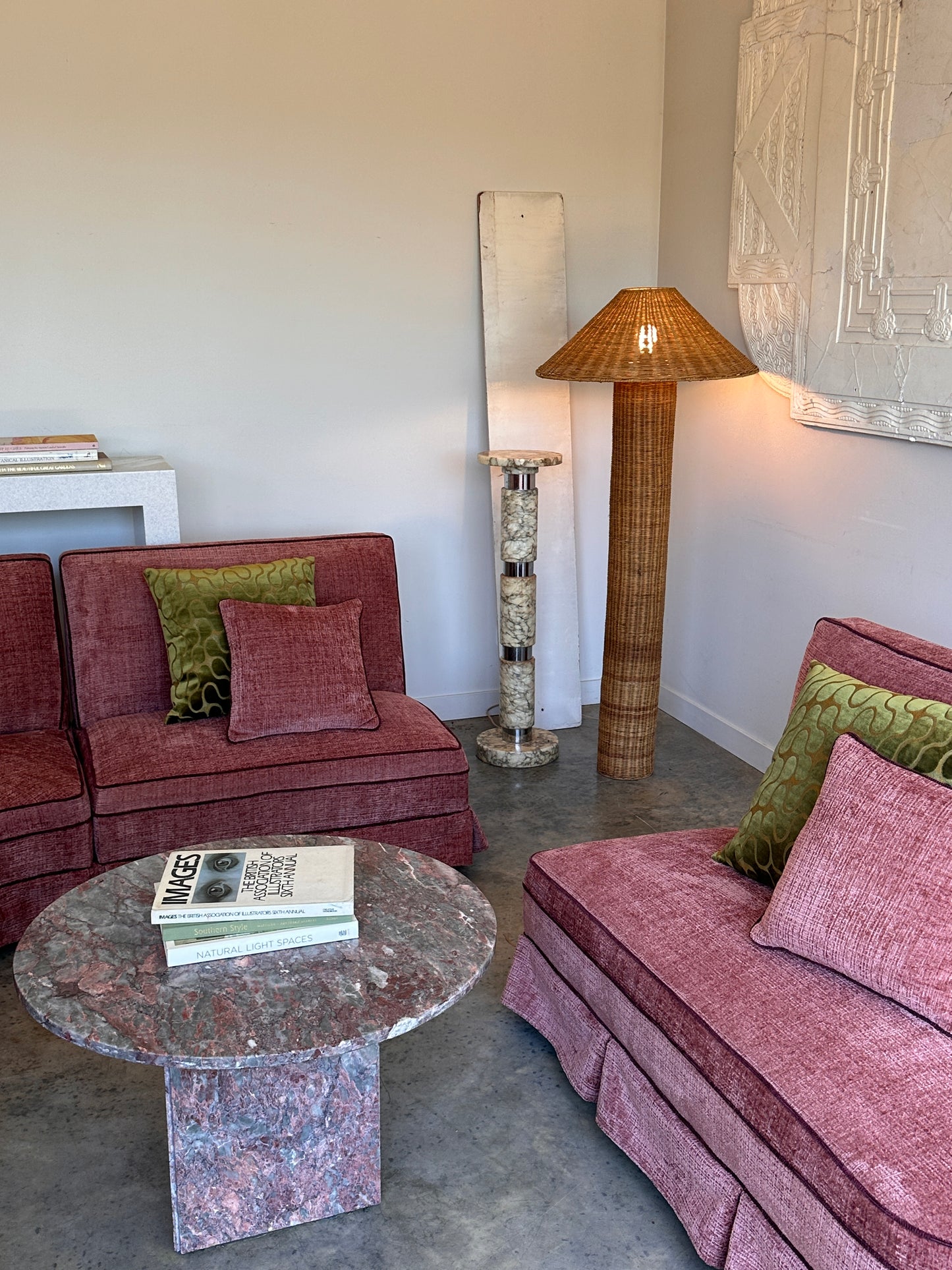 Incredible Curved Vintage Sofa - Dusty Pink Velvet,  Fully Restored, 60's