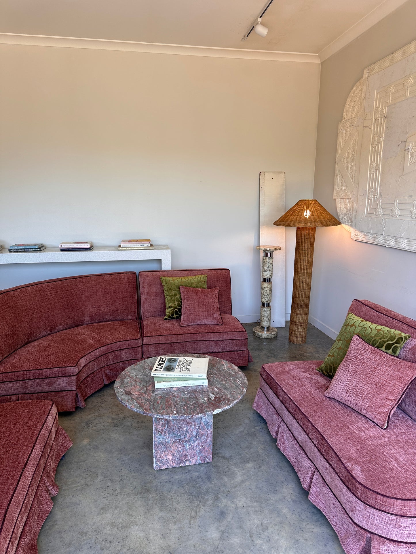 Incredible Curved Vintage Sofa - Dusty Pink Velvet,  Fully Restored, 60's