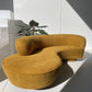 - Curved Mustard Bouclé Sofa