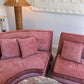 Incredible Curved Vintage Sofa - Dusty Pink Velvet,  Fully Restored, 60's